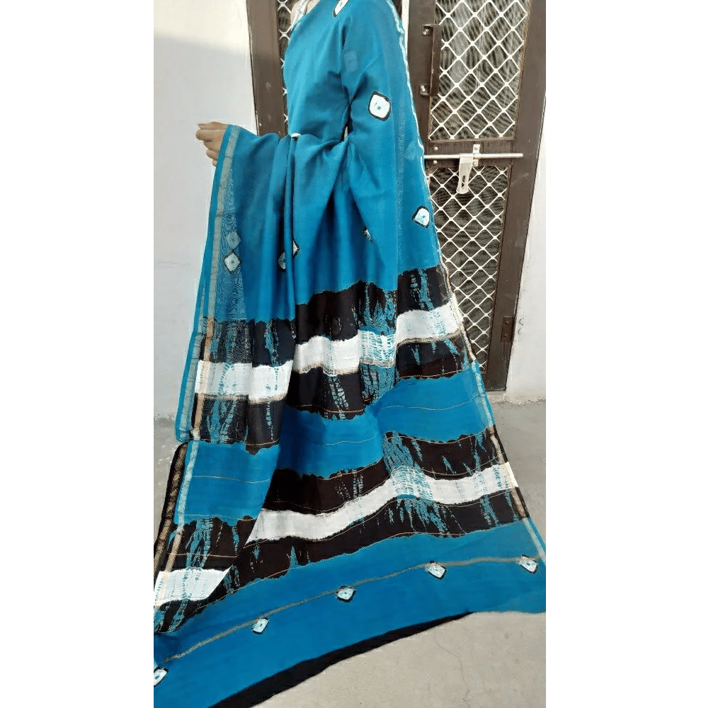 Shibori Print Chanderi Silk Saree