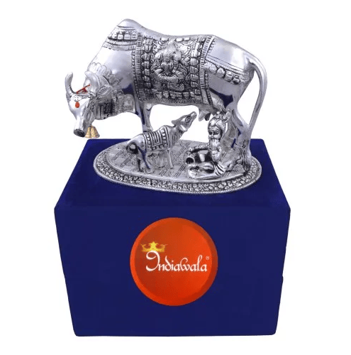 Kamdhenu Cow And Calf Statue With Gopal Ji